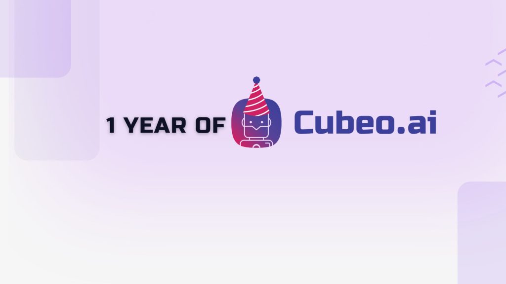 Celebrating 1 Year of Cubeo AI empowering businesses with no-code AI agent building and automation.